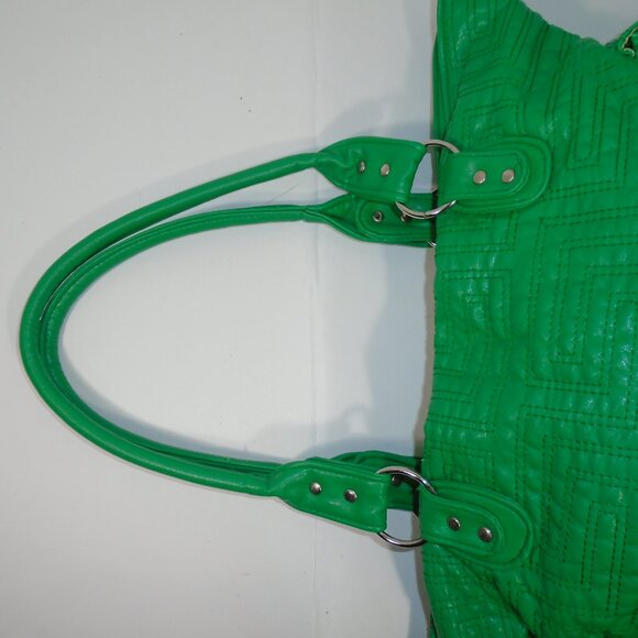 Emerald Green Quilted Shoulder Bag by Aldo Martin Tote Satchel Medium Size - Picture 7 of 9